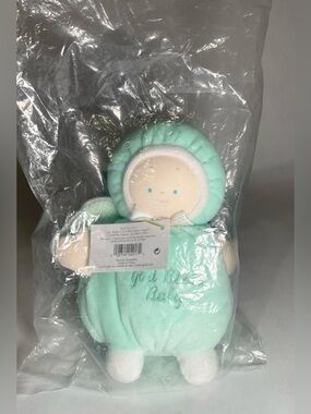 VTG GOD BLESS BABY GUND  Angel Mint PLUSH RATTLE WINGS STUFFED DOLL " NEW!